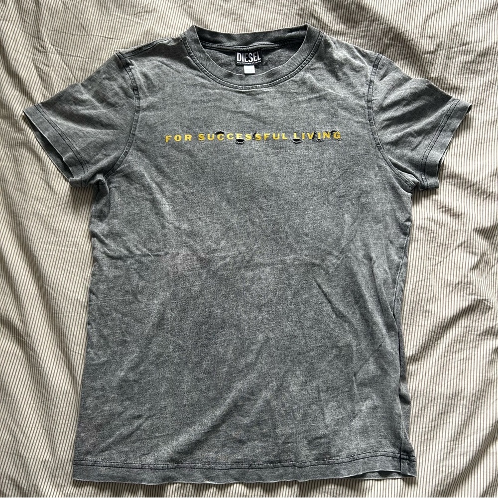 Diesel Charcoal ripped Tee “FOR SUCCESSFULL LIVING”